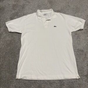 Lacoste Polo Shirt White Made In France Vintage Pique Cotton Mens Large